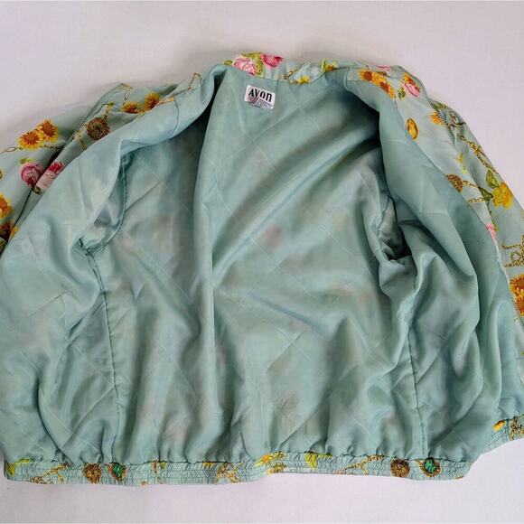 Vtg 90s Avon Style Floral Chain Print Silk Track Jacket Windbreaker Pastel Retro - Picture 7 of 14